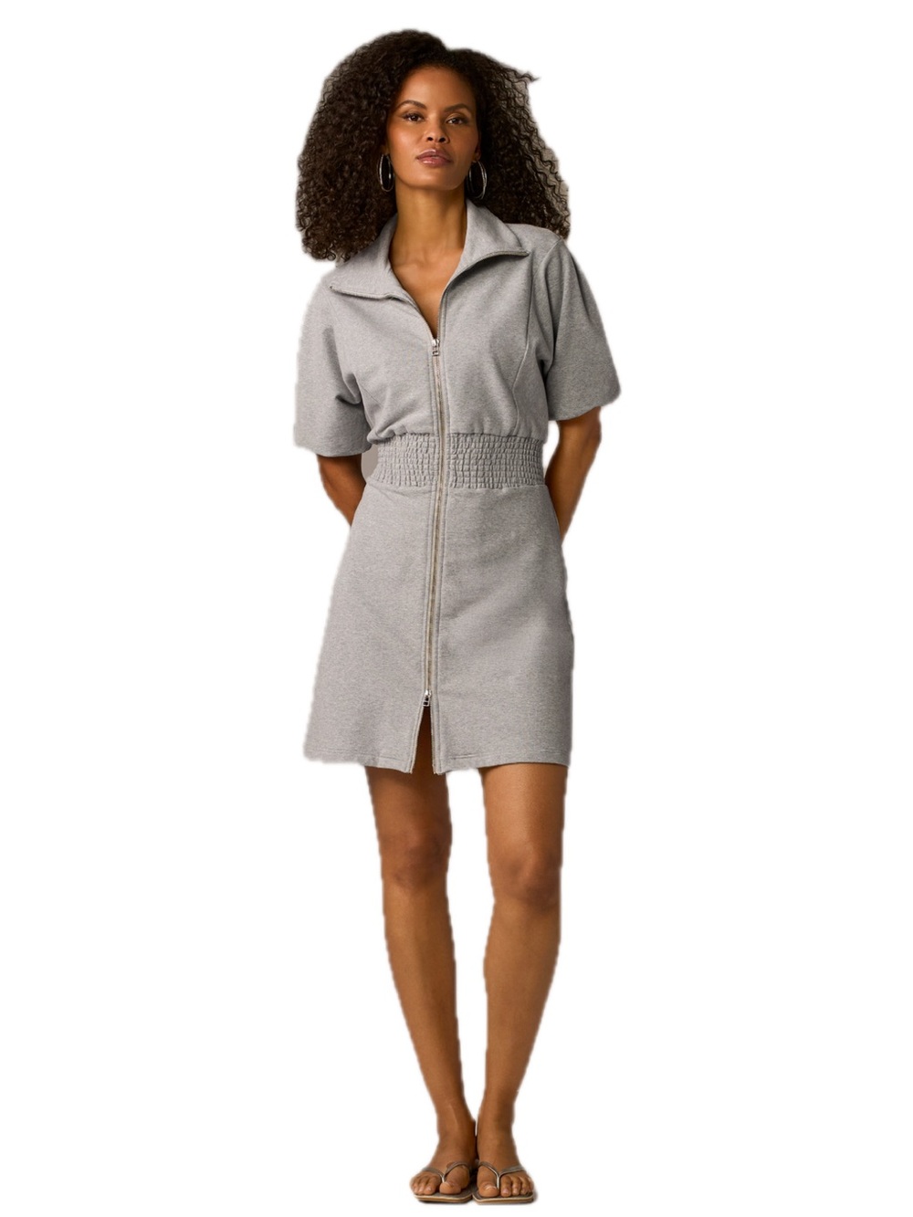 Boston Proper Puff Sleeve Zip Up Dress